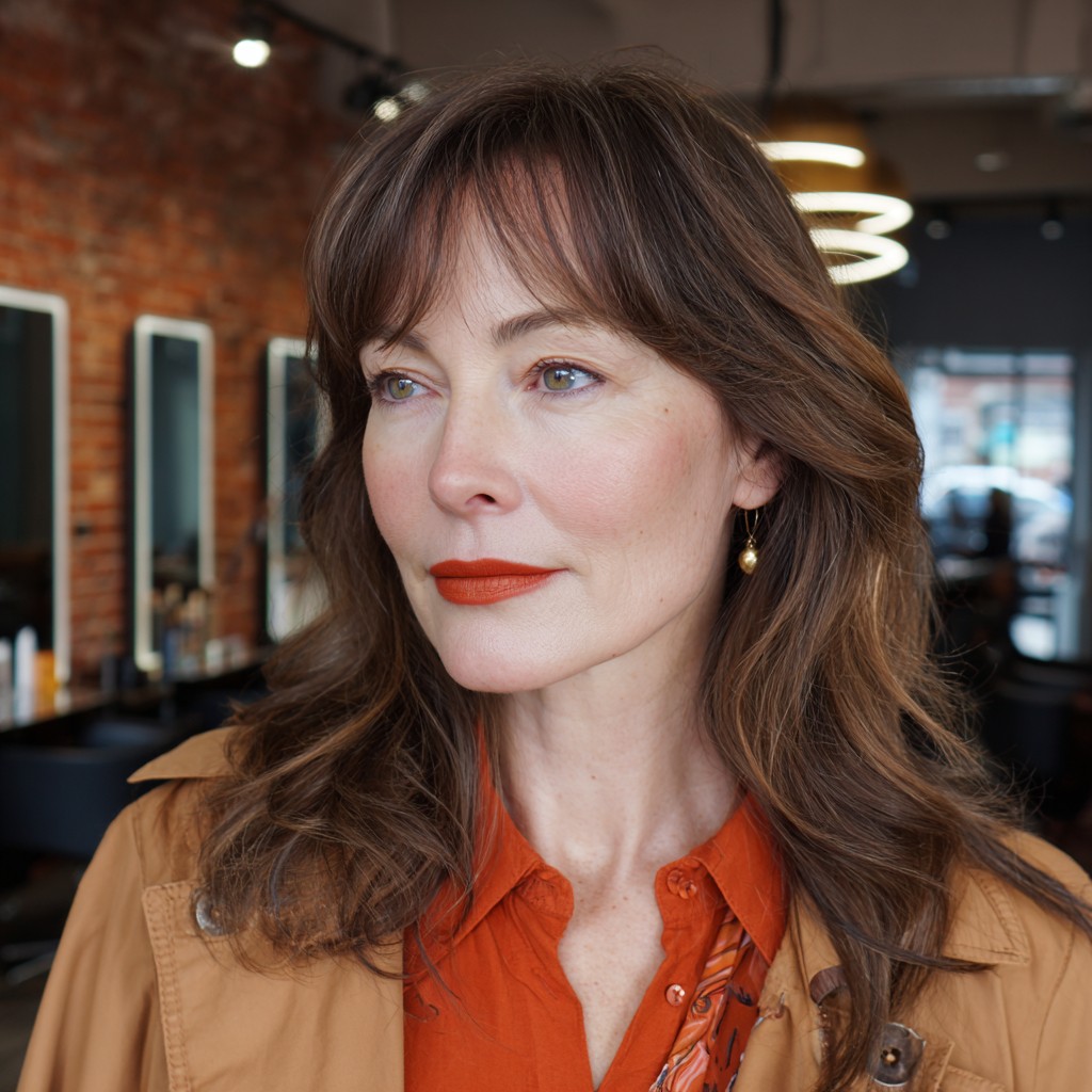 Elegant Long Layered Cut with Soft Bangs