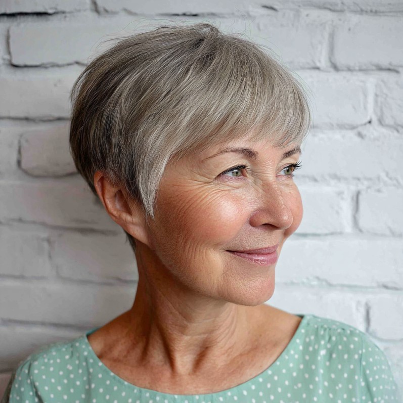 Elegant Silver Angular Pixie Cut