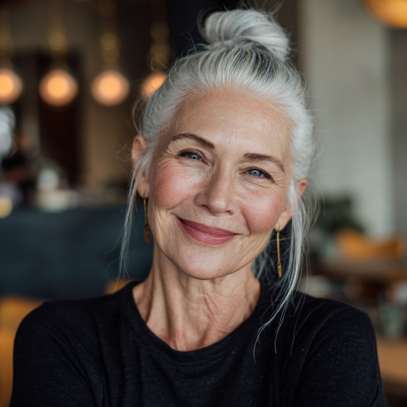 Elegant Textured Top Knot with Soft Face-Framing Strands