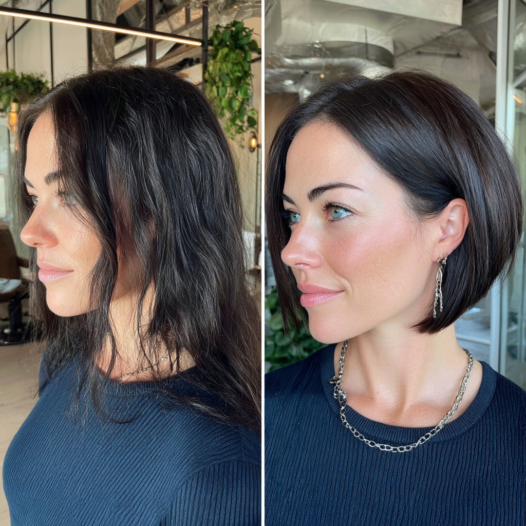 Modern Angled Bob with Glossy Finish