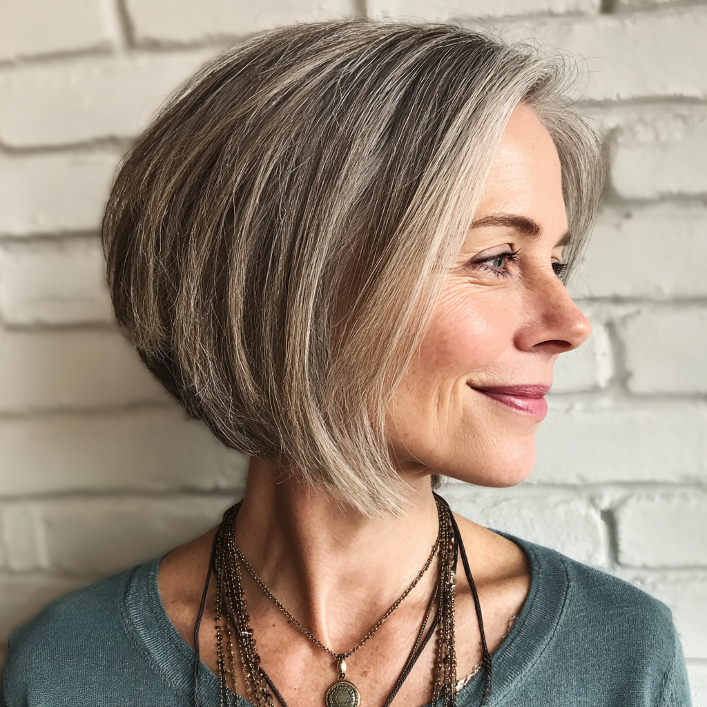 Modern Angled Bob with Subtle Silver Highlights