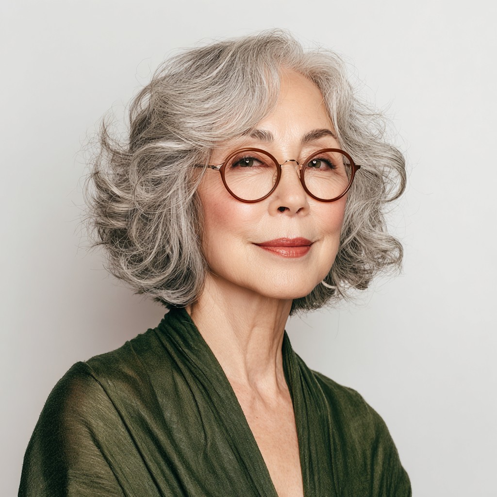 Modern Curly Gray Lob with Defined Layers