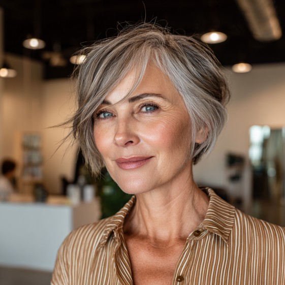 Modern Short Layered Cut with Textured Fringe