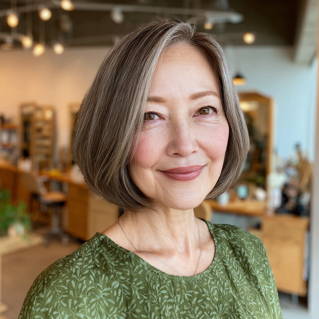 Modern Textured One-Length Bob with Soft Layers