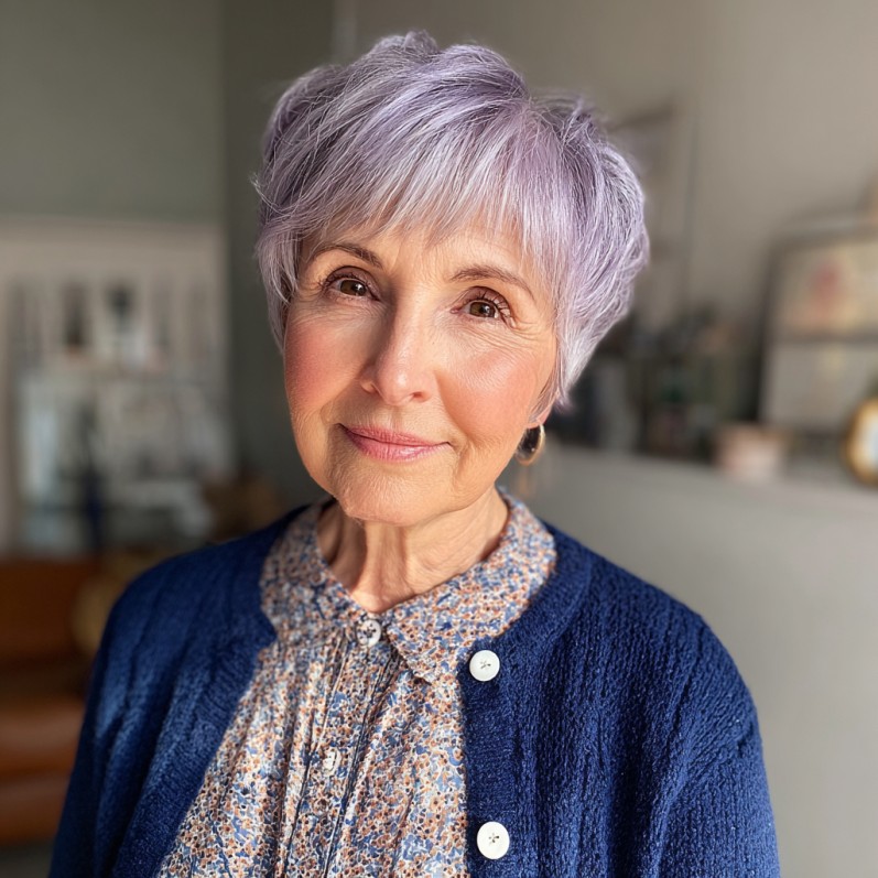 Playful Lavender Pixie Shag with Textured Layers