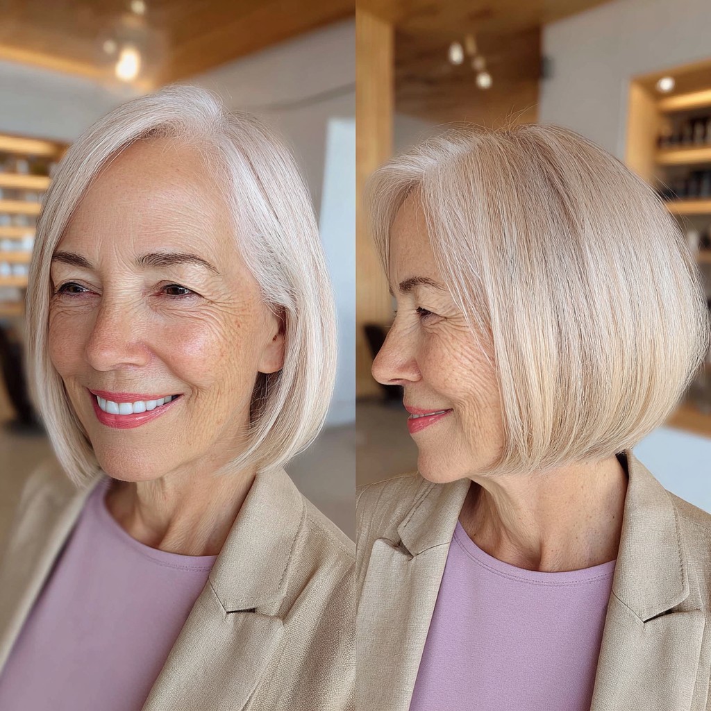 Polished One-Length Bob with Subtle Shine