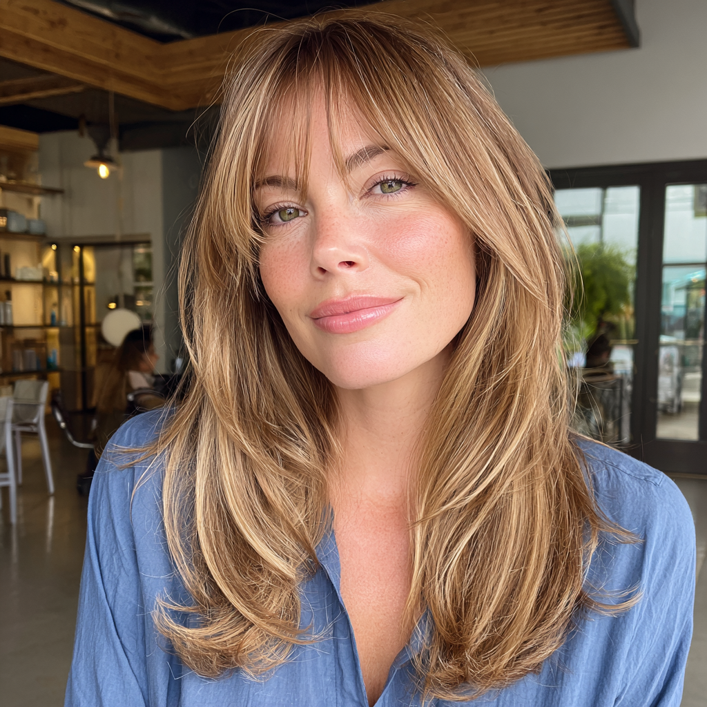 Soft Layered Cut with Face-Framing Bangs