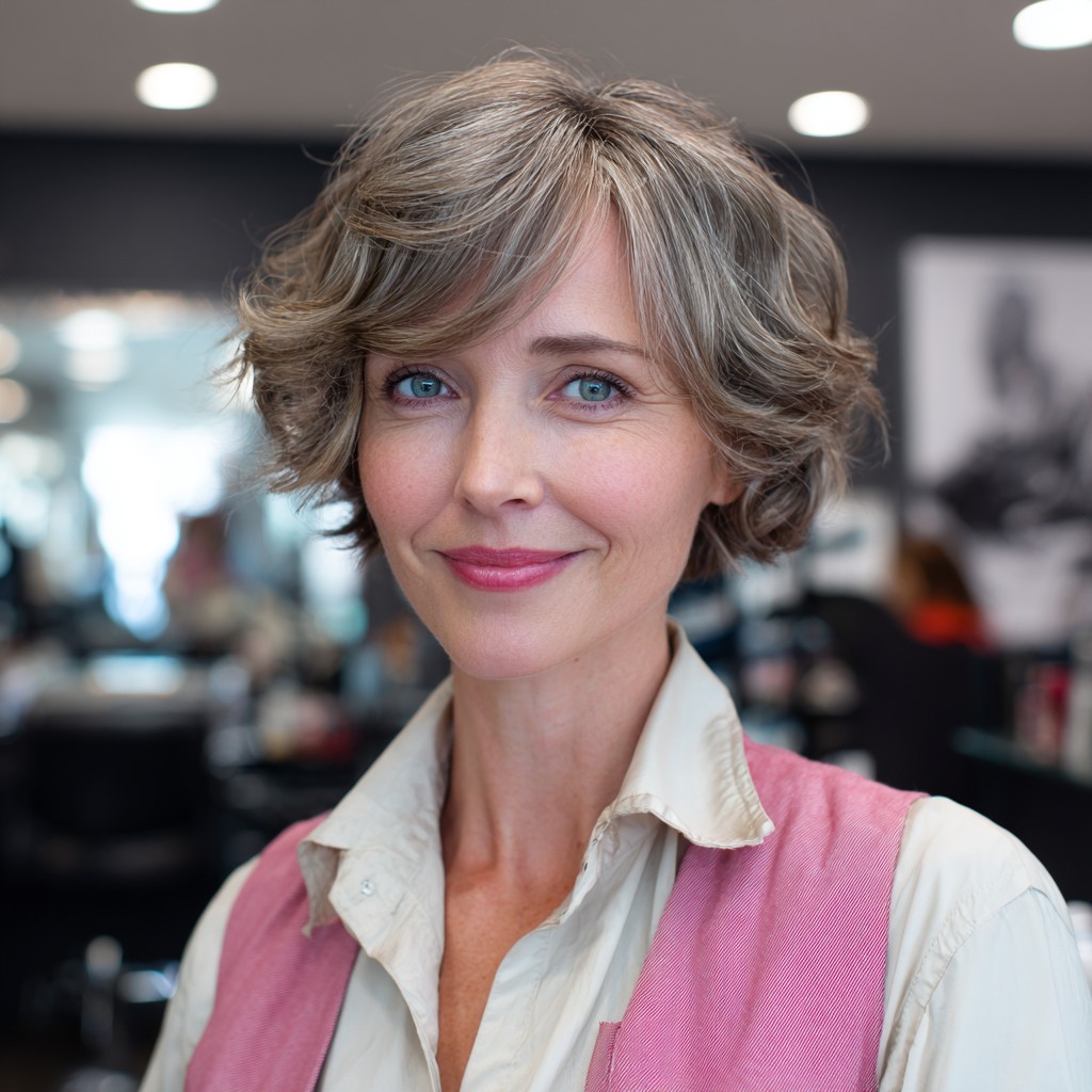 Soft Textured Curly Bob with Highlights