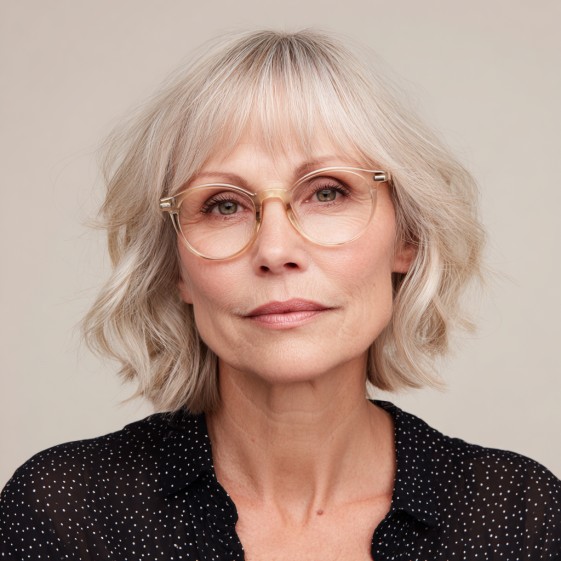 Soft Wavy Bob with Delicate Fringe