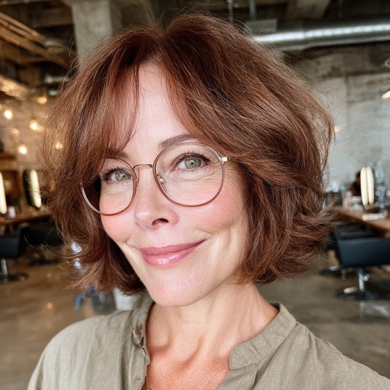 Softly Textured Bob with Gentle Bangs