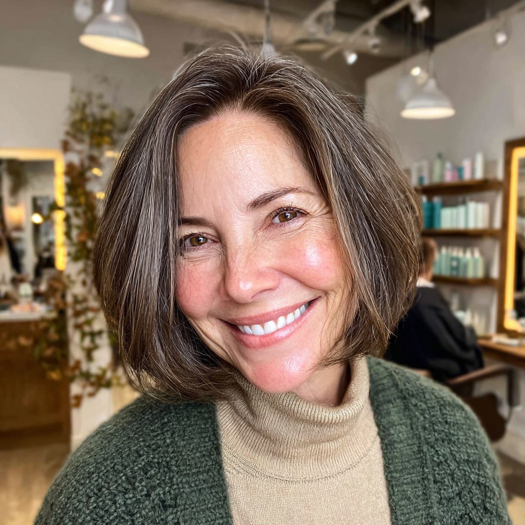 Softly Textured Long Bob with Subtle Highlights