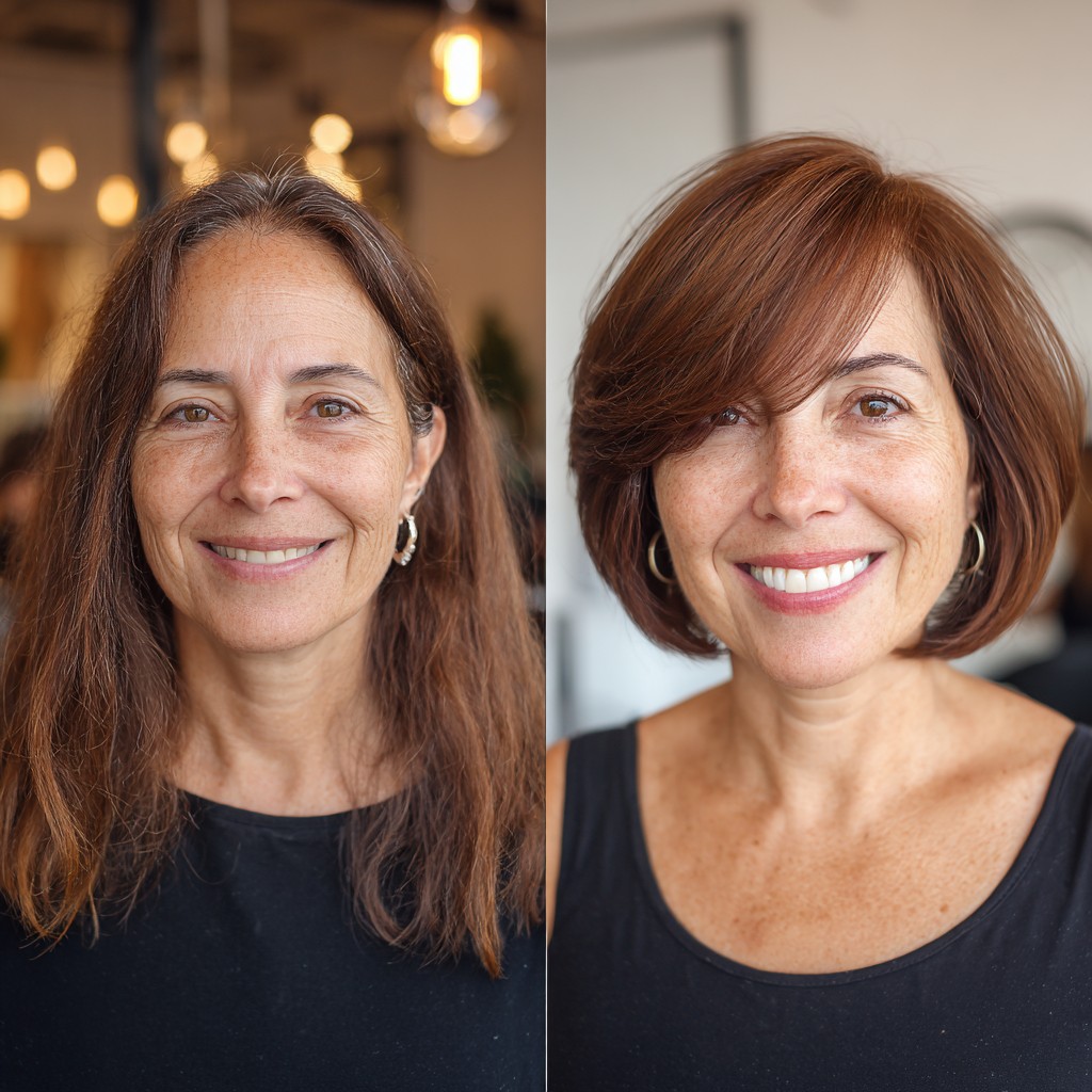 Stylish Rich Auburn Chin-Length Bob with Subtle Volume