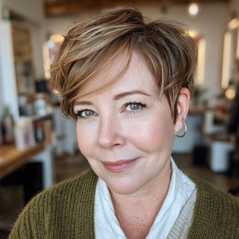 Stylish Short Textured Crop with Soft Highlights