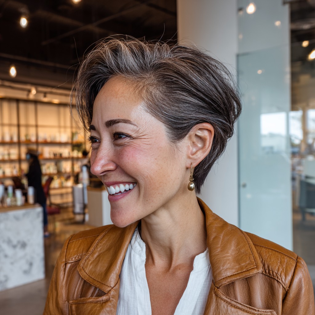 Textured Asymmetrical Short Cut with Soft Waves
