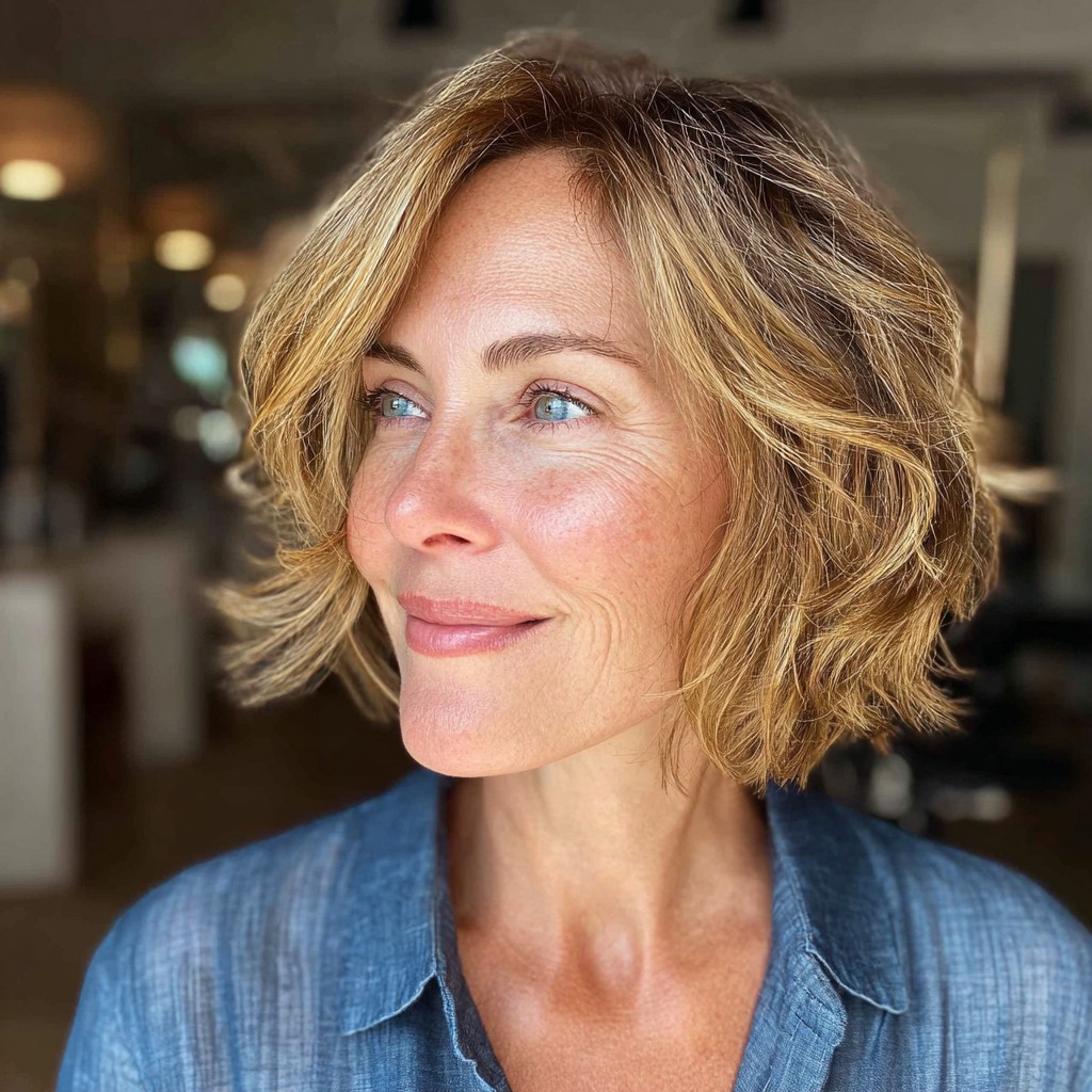 Textured Chin-Length Bob with Effortless Waves