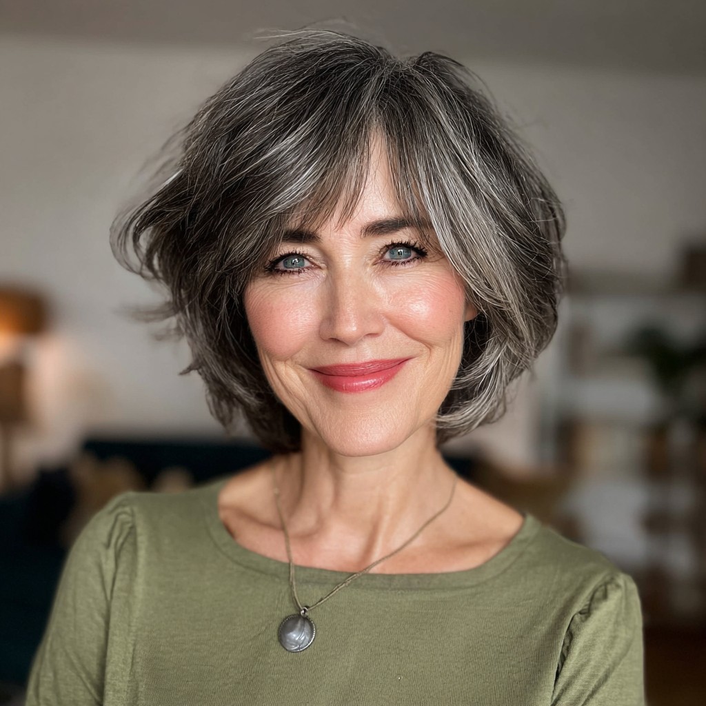 Textured Chin-Length Bob with Subtle Volume