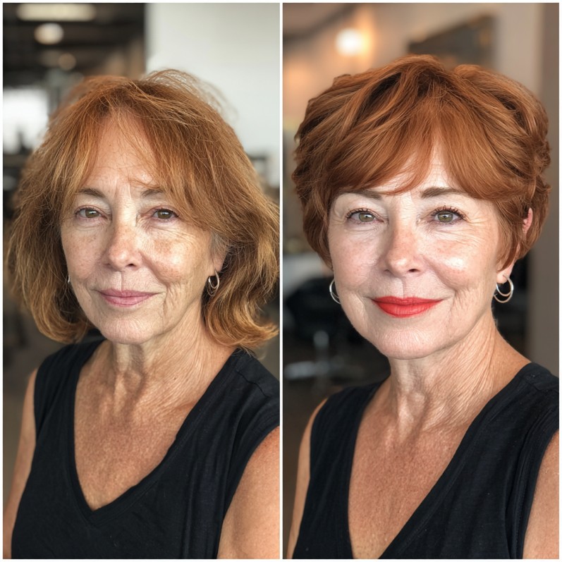 Textured Fiery Copper Short Crop with Soft Layers