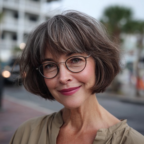 Textured Gray Bob with Soft Layers