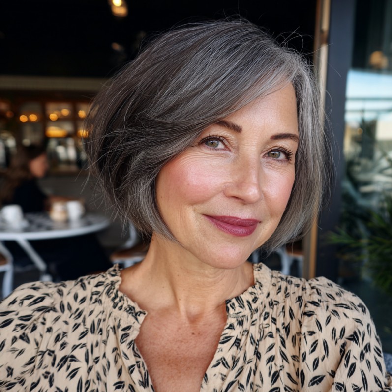 Textured Gray Bob with Soft Movement