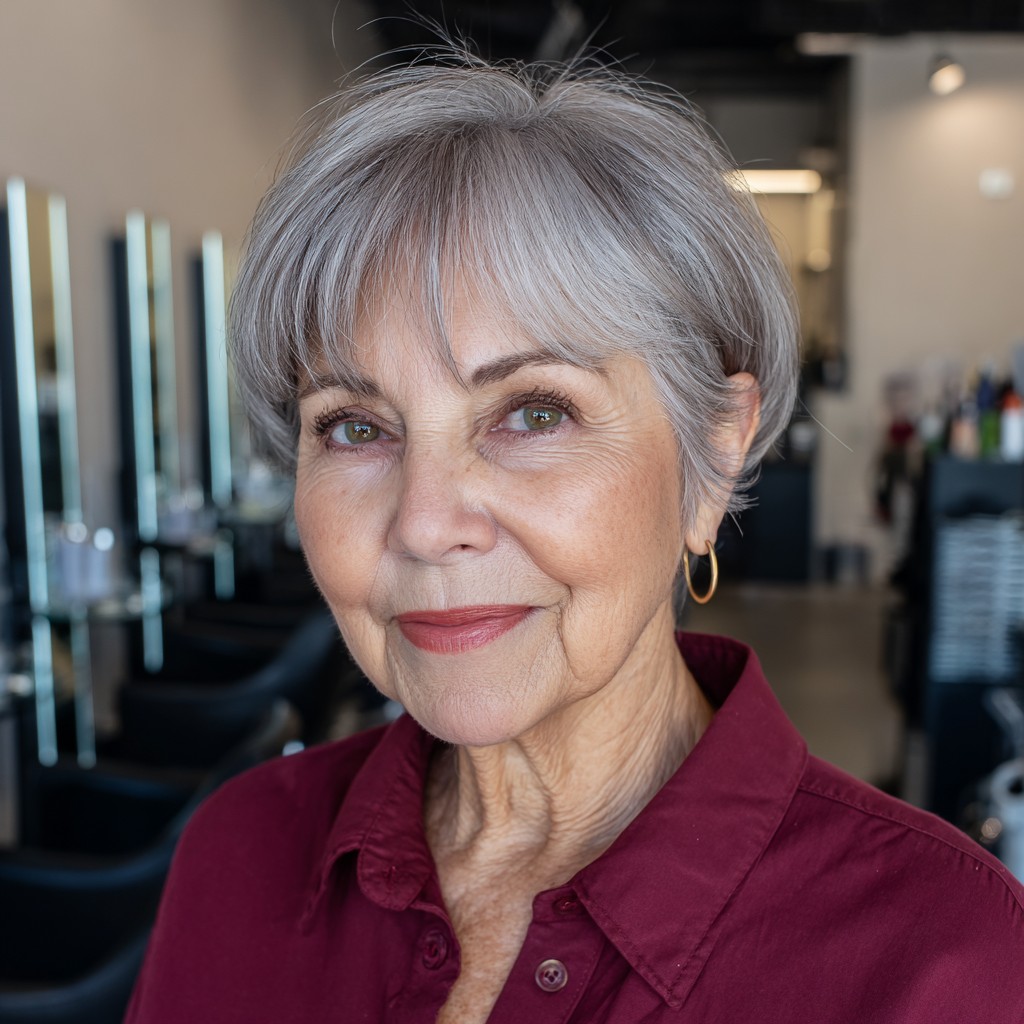 Textured Gray Pixie with Subtle Volume