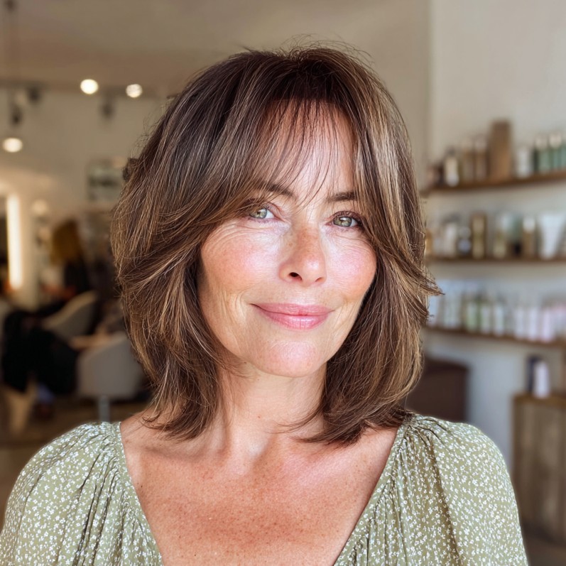 Textured Lob with Soft Bangs