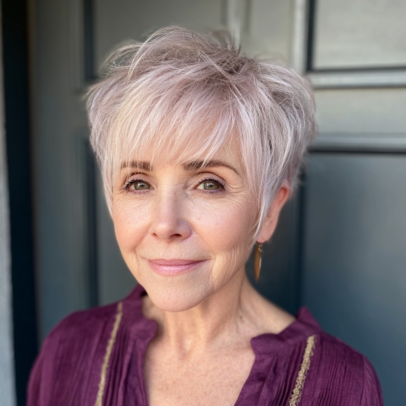 Textured Pastel Pixie Cut with Wispy Layers