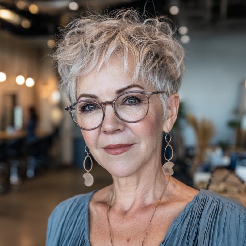 Textured Razored Pixie with Soft, Playful Curls