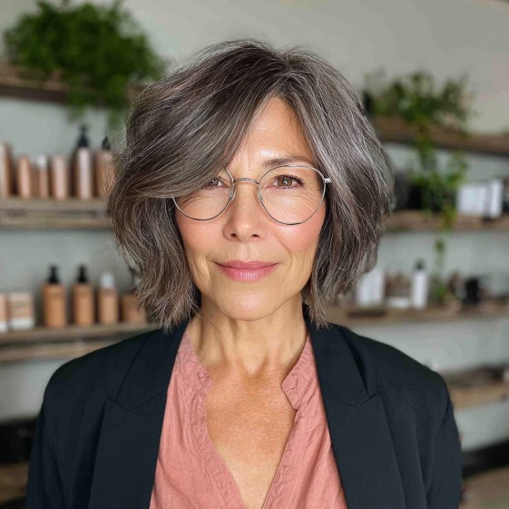 Textured Shaggy Bob with Soft Movement