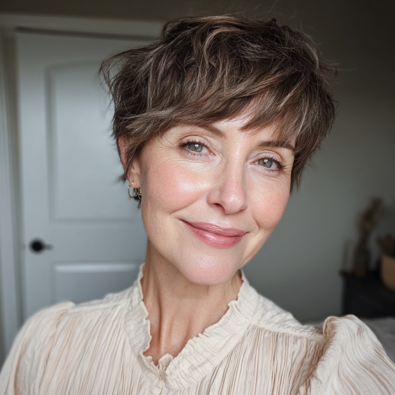 Textured Short Crop with Soft Fringe