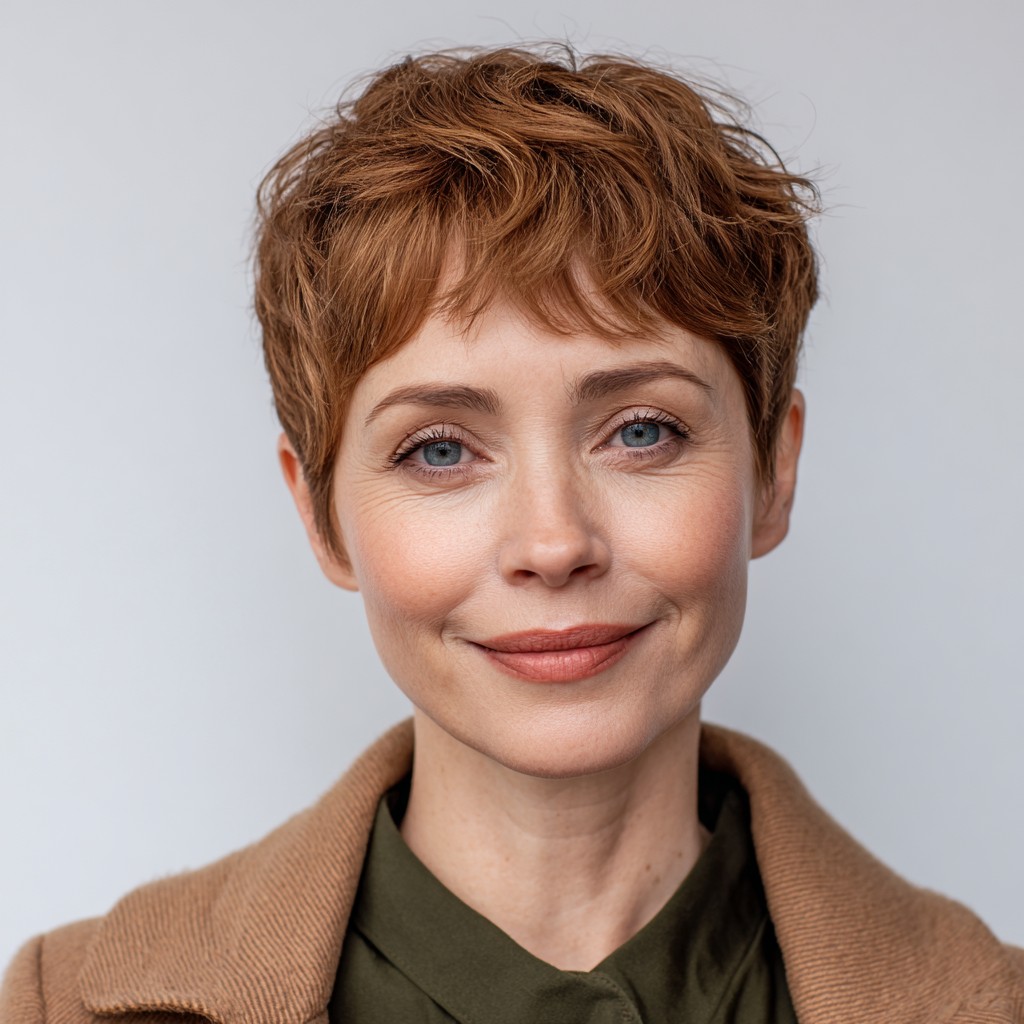 Textured Short Crop with Soft Red Undertones