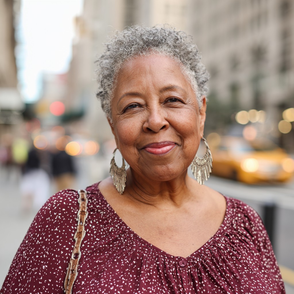 Textured Short Gray Curls with Natural Volume