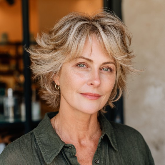 Textured Short Layered Cut with Lively Movement