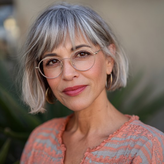 Textured Silver Bob with Soft Fringe