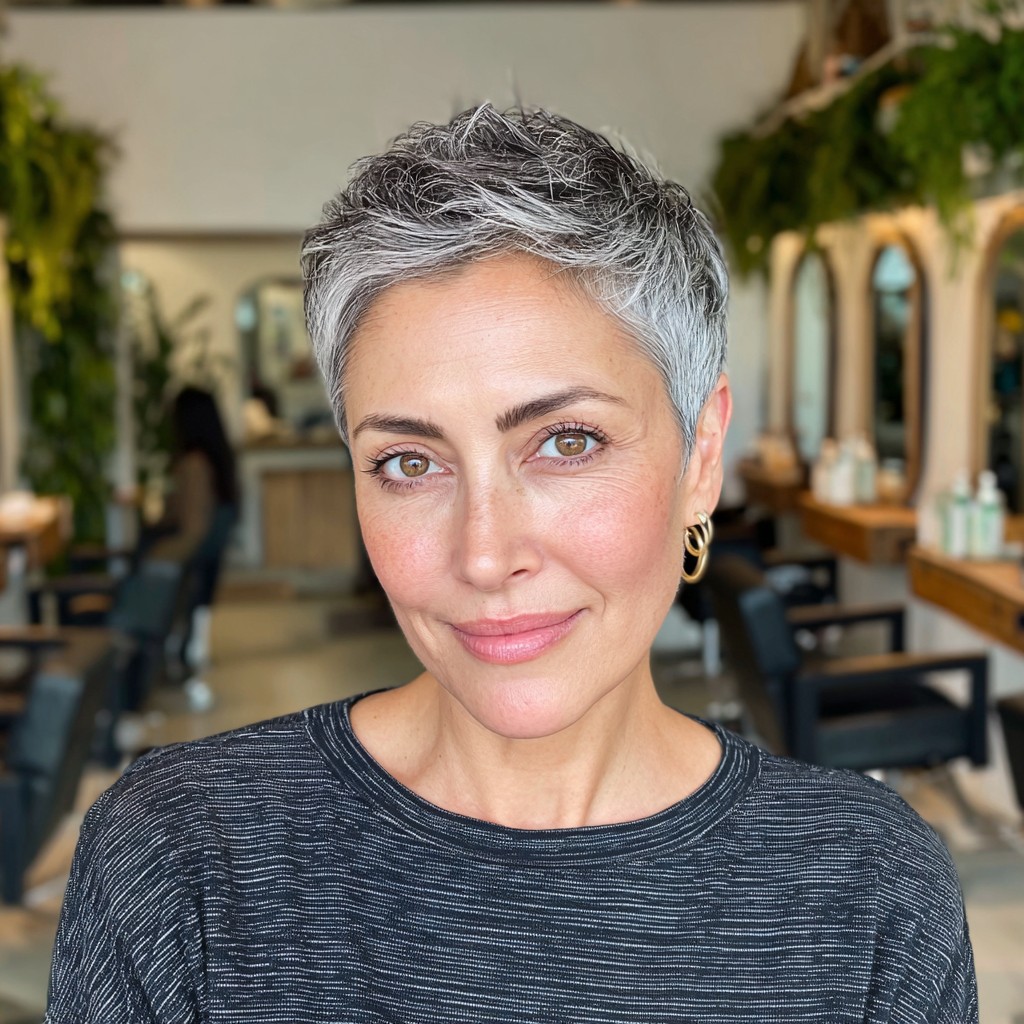Textured Silver Pixie Cut with Effortless Volume