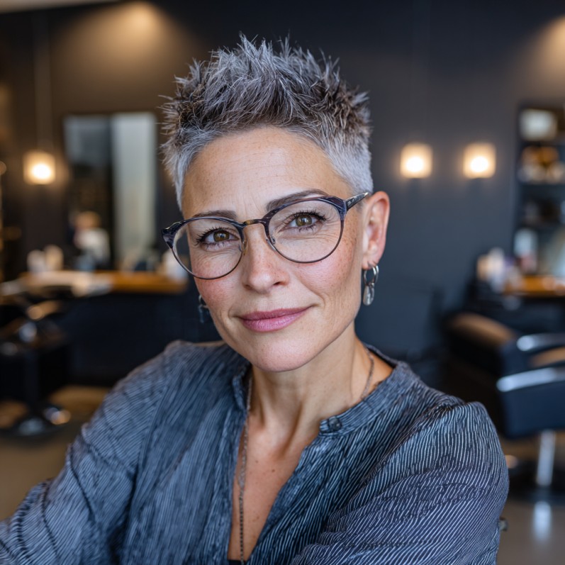 Textured Silver Spiky Crop with Soft Undercut