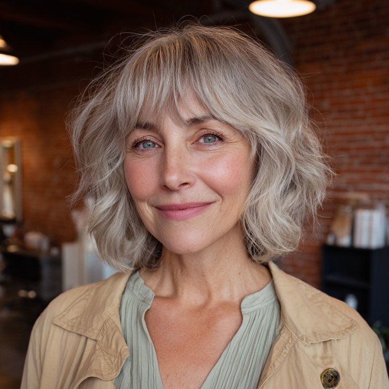 Textured Soft Waves with Fringed Bangs