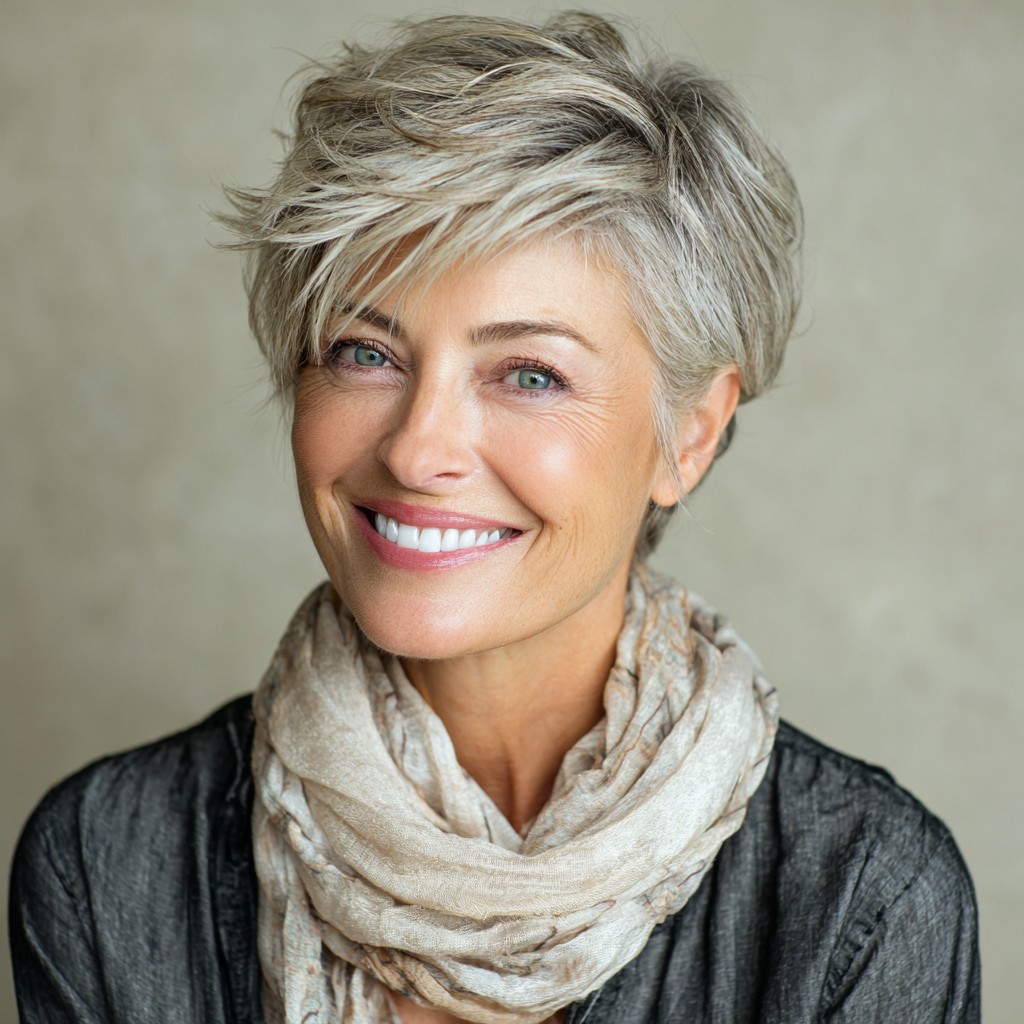 Textured Short Pixie Cut with Subtle Layers