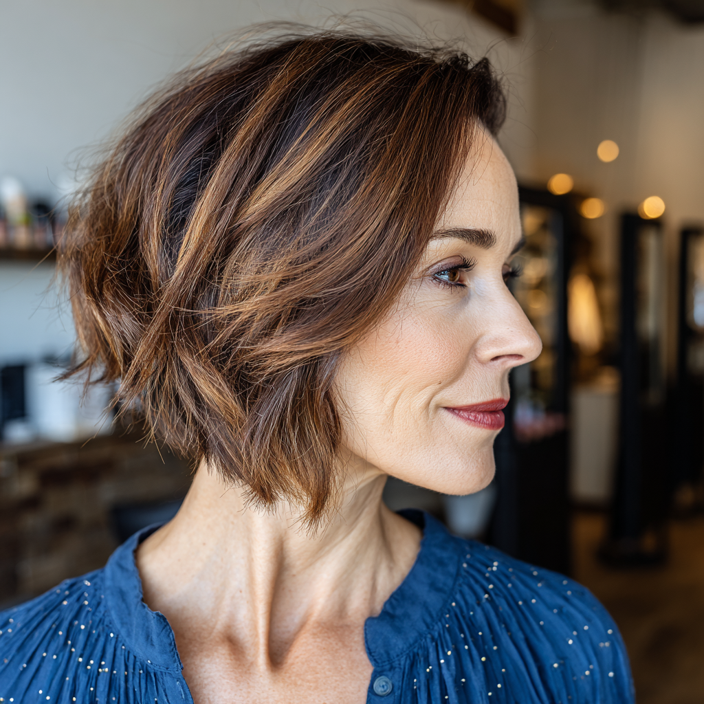 Chic Textured Bob with Subtle Highlights