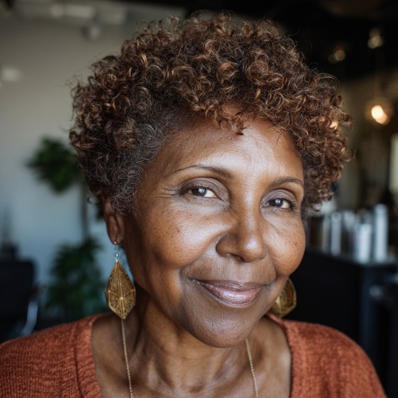 Charming Curly Cut with Light Brown Highlights