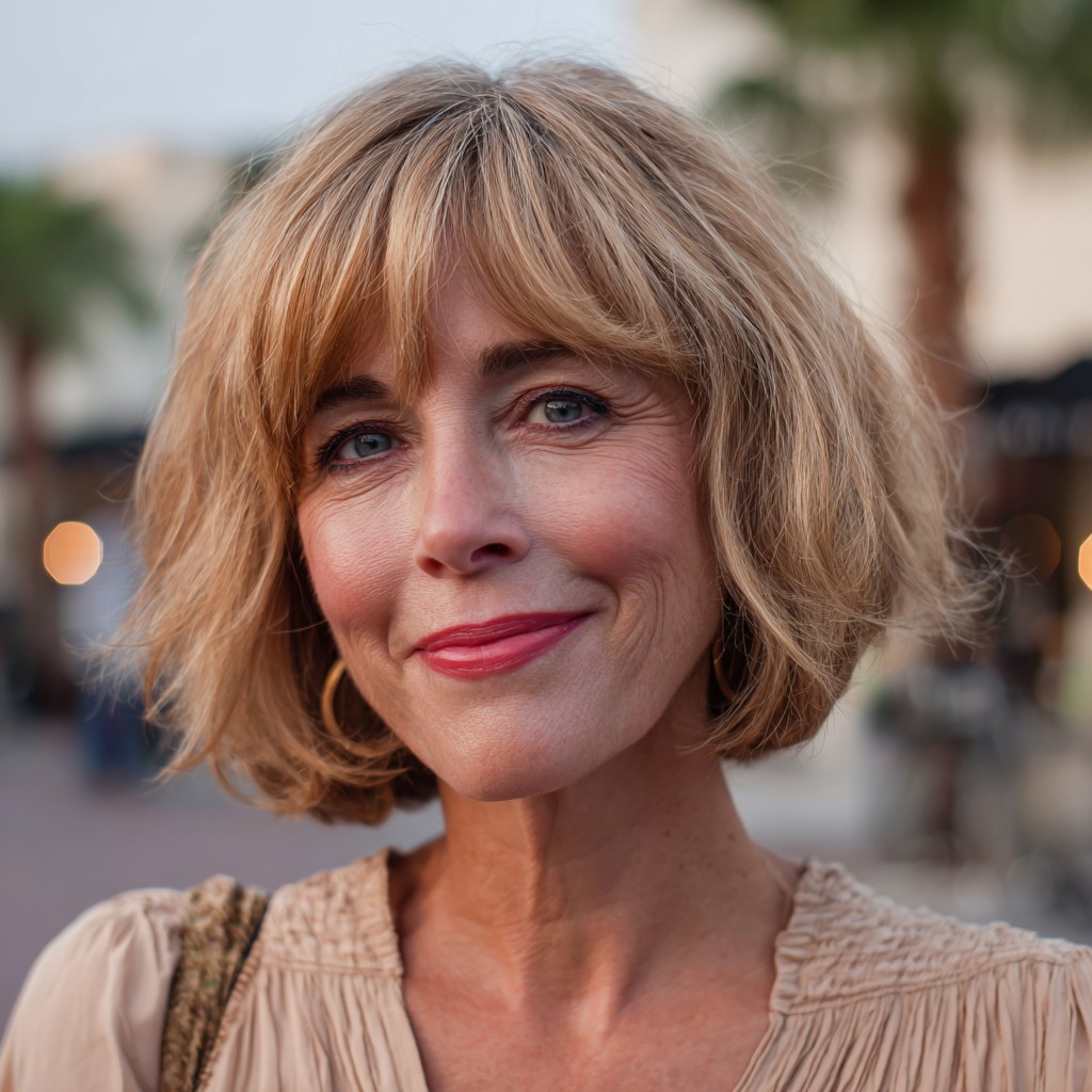Charming Textured Bob with Wispy Bangs
