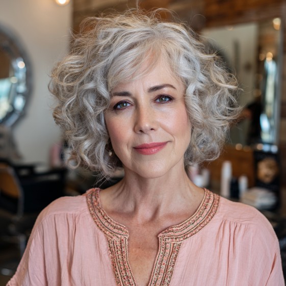 Chic Curly Bob with Soft Volume