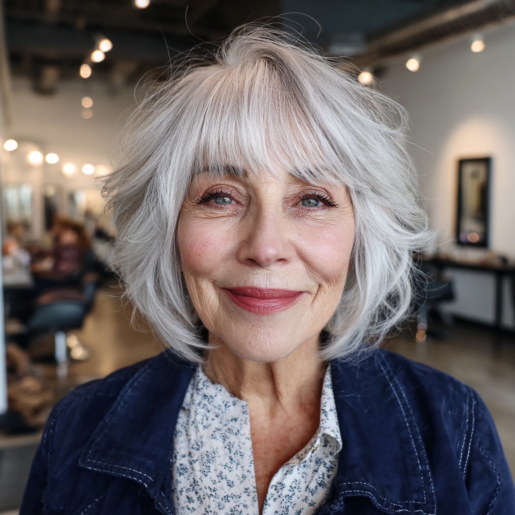 Chic Feathered Cut with Soft Bangs