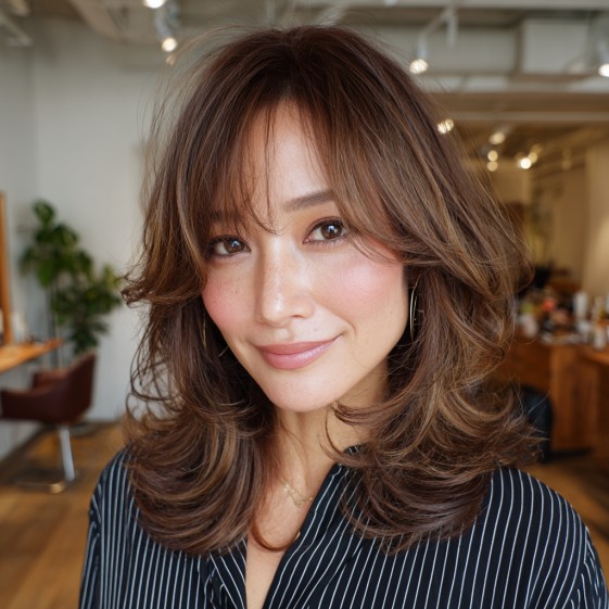 Chic Layered Flipped Cut with Soft Bangs
