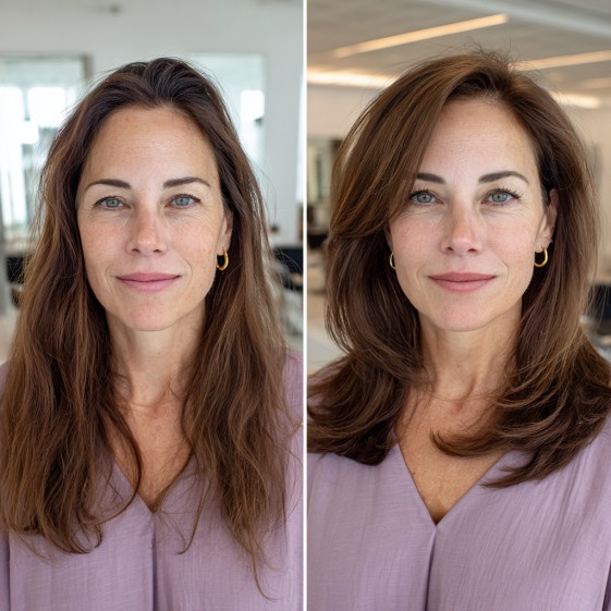 Chic Layered Medium-Length Haircut for Fine Hair