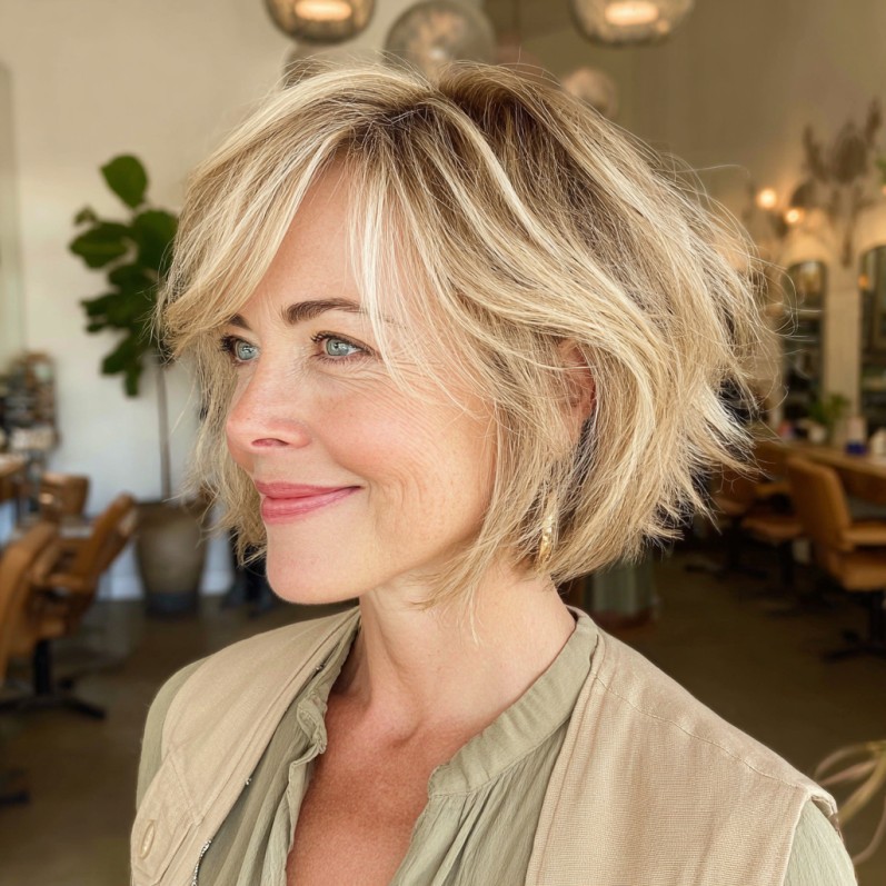 Chic Layered Shattered Bob with Soft Texture