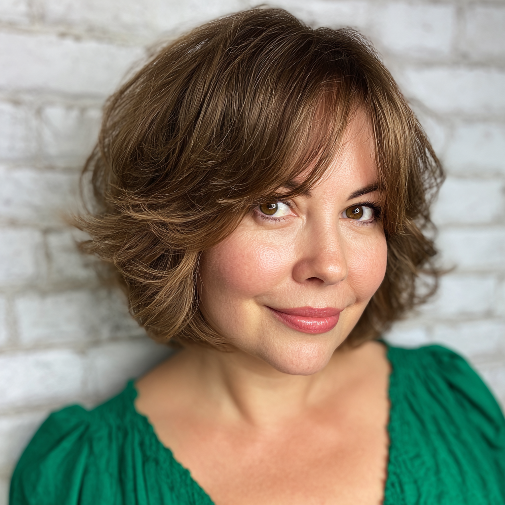 Chic Layered Textured Bob with Face-Framing Bangs