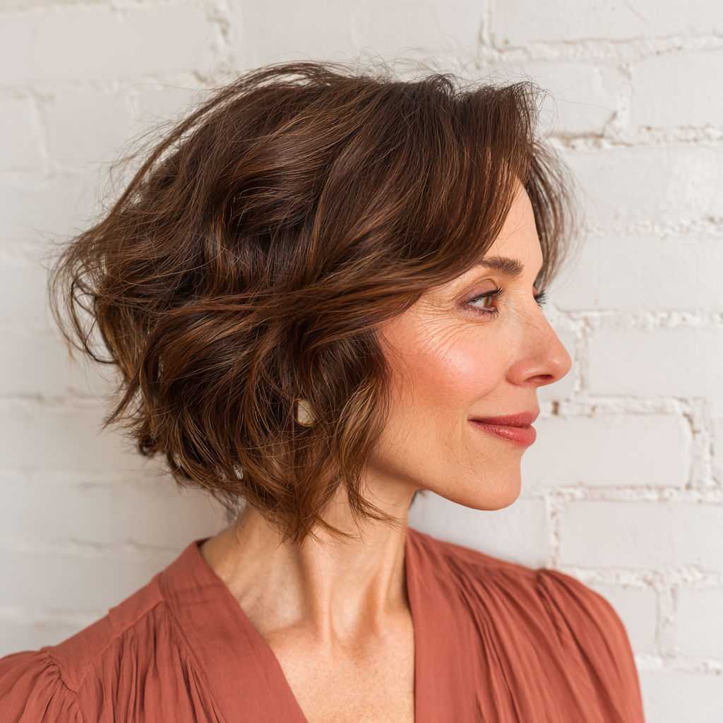 Chic Layered Textured Bob with Soft Curls