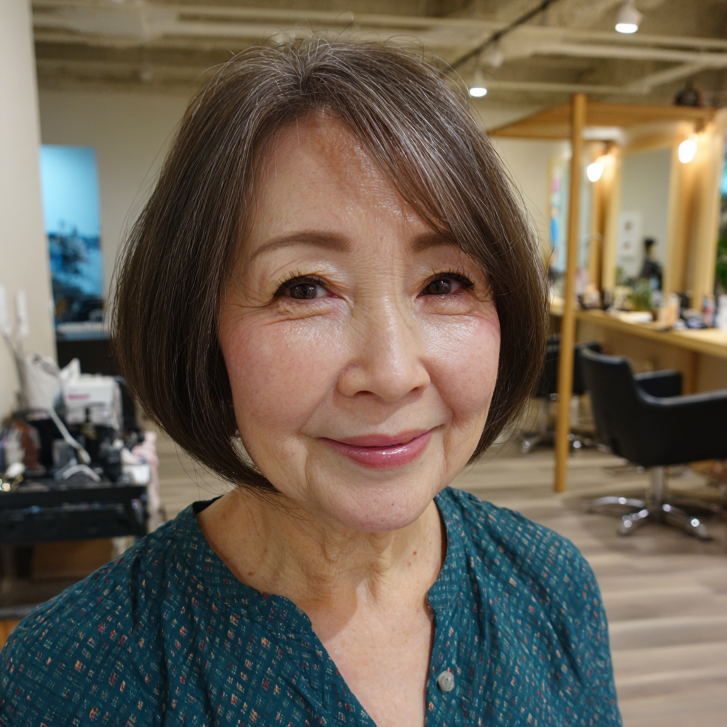 Chic One-Length Gray Bob with Subtle Shine