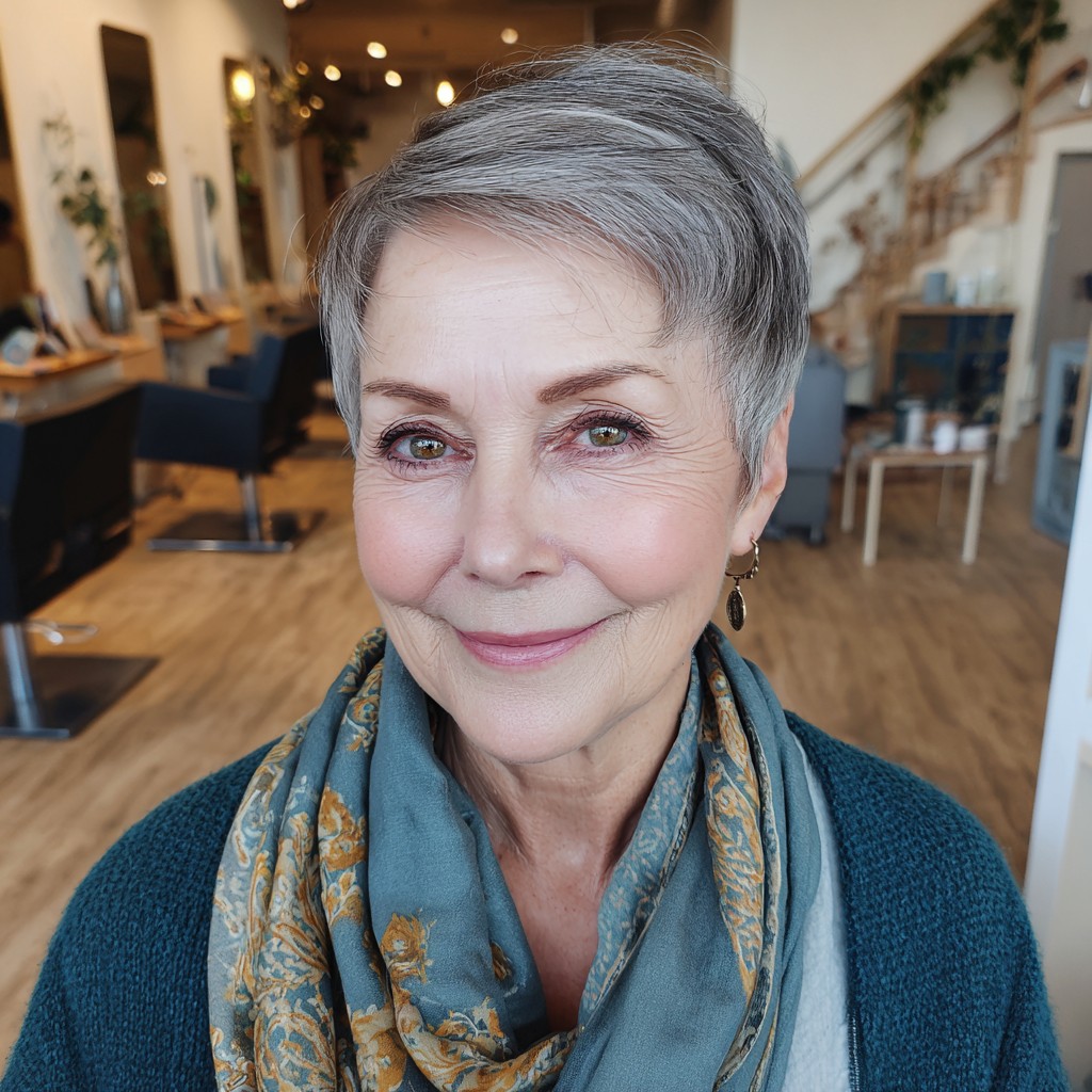 Chic Short Silver Pixie with Soft Volume