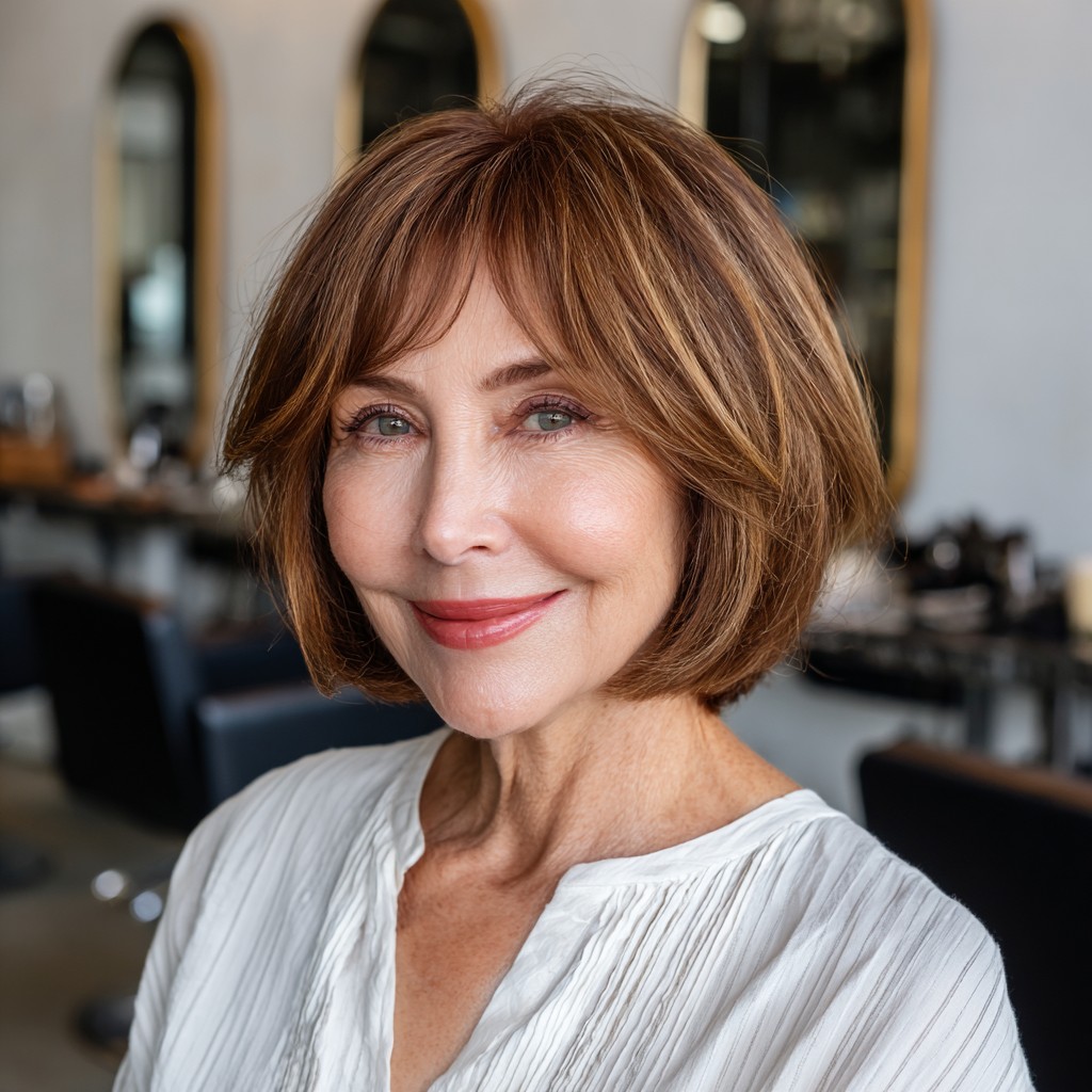 Chic Side-Swept Bob with Subtle Highlights